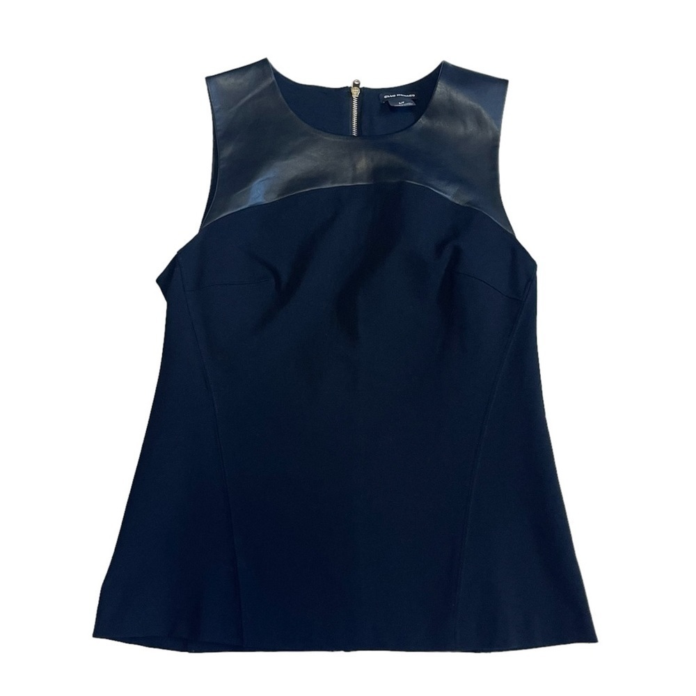 Club Monaco Black Leather Accent Sleeveless Top US S